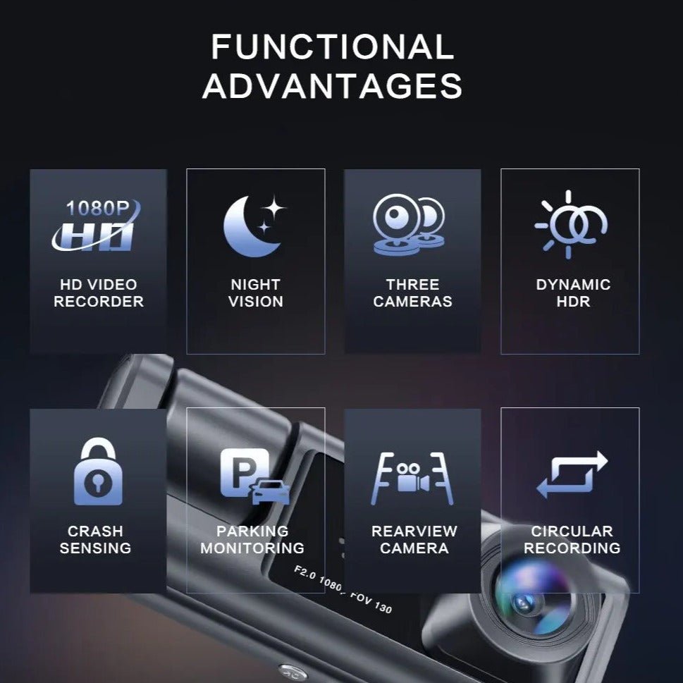 3 - Channel Recording Advanced HD Dashcam - Smart Ware Co