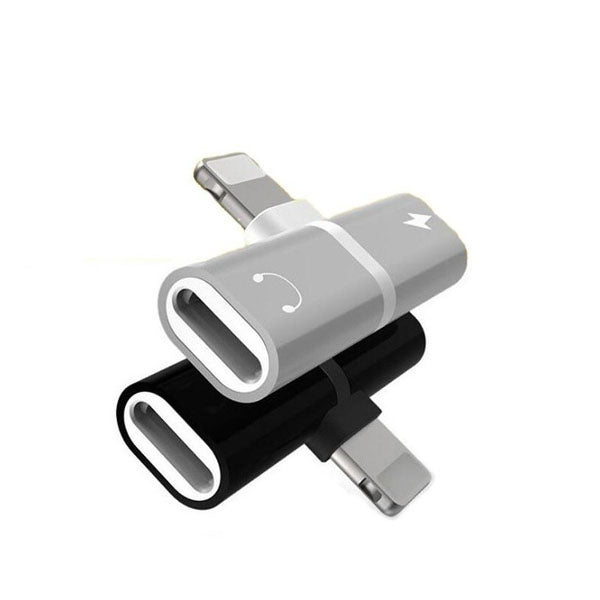Double Lightning Audio and Charging Adapter for iPhone 7/8/X - Black - Smart Ware Co