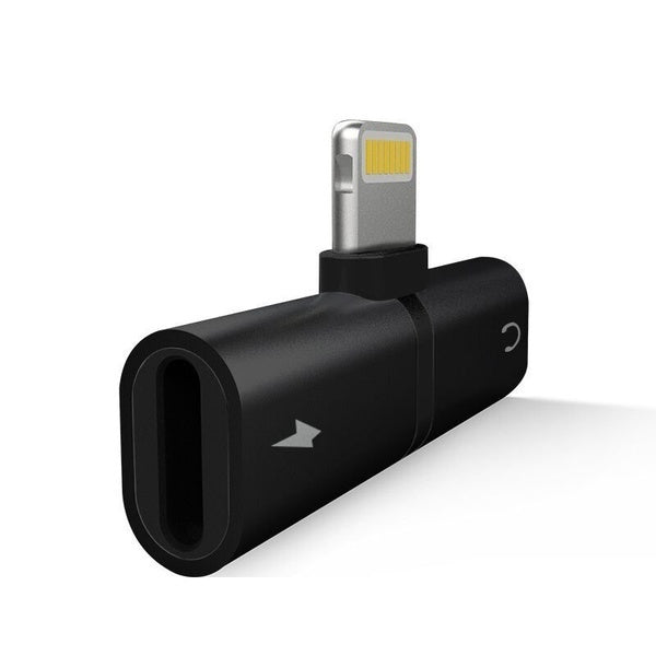 Double Lightning Audio and Charging Adapter for iPhone 7/8/X - Black - Smart Ware Co