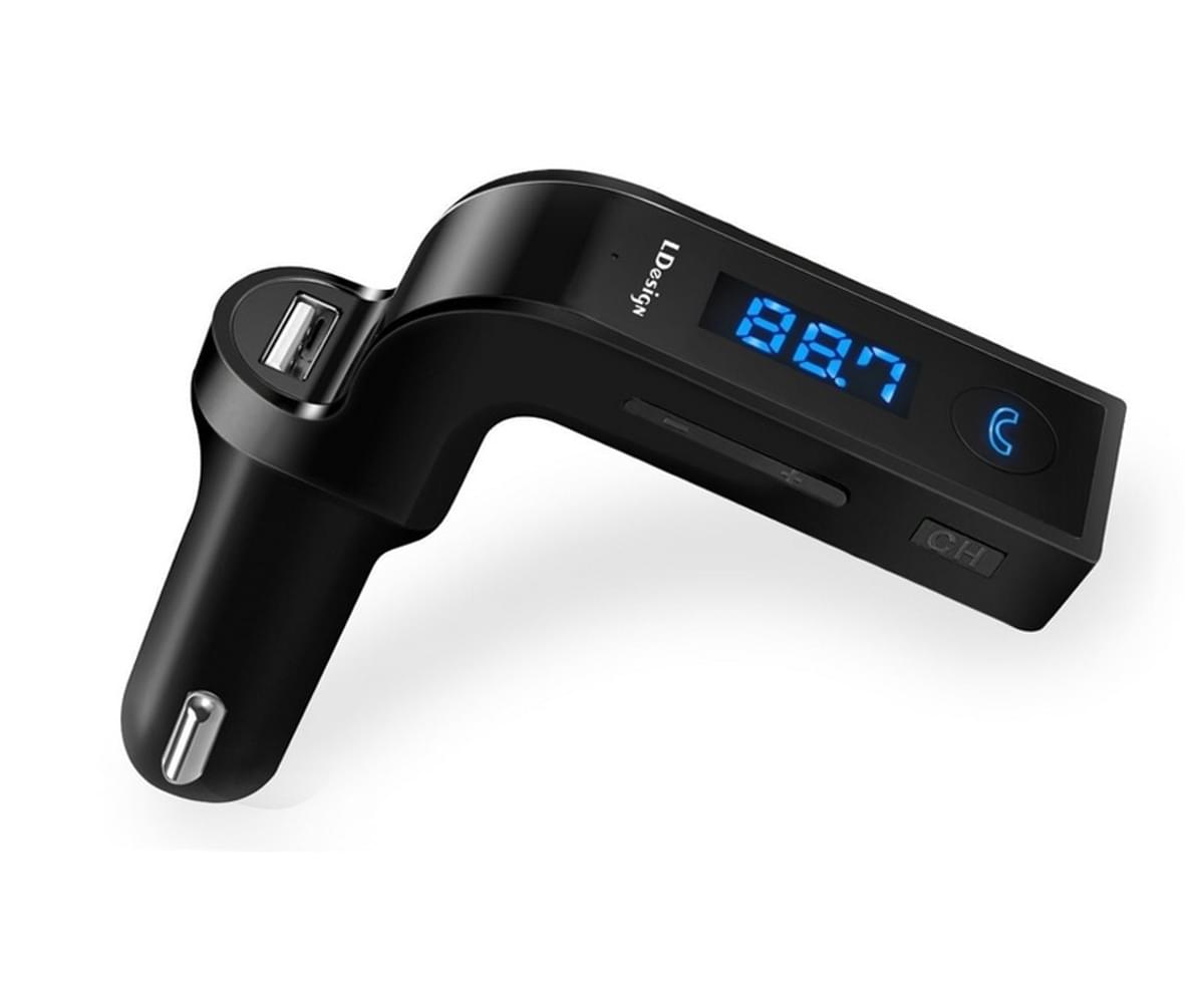 Hands - Free Bluetooth FM Transmitter Car Kit - BLACK - Smart Ware Co