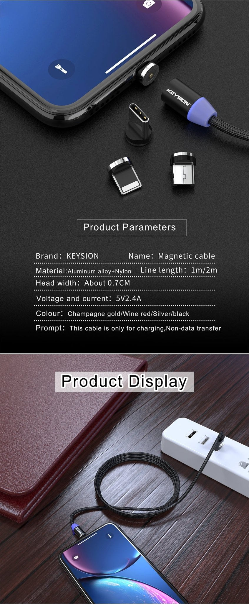 LED Magnetic USB Cable Fast Charging for all Types of Charging Port - Smart Ware Co