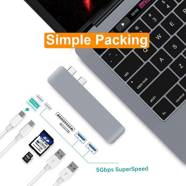 Macbook Adapter USB Hub with Card Reader Extension - Smart Ware Co