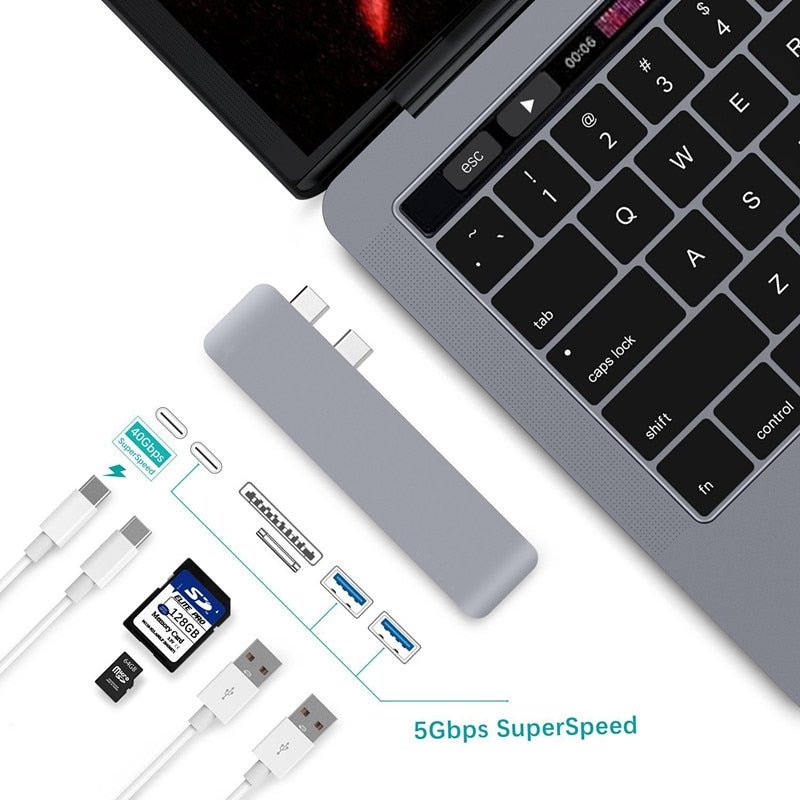 Macbook Adapter USB Hub with Card Reader Extension - Smart Ware Co