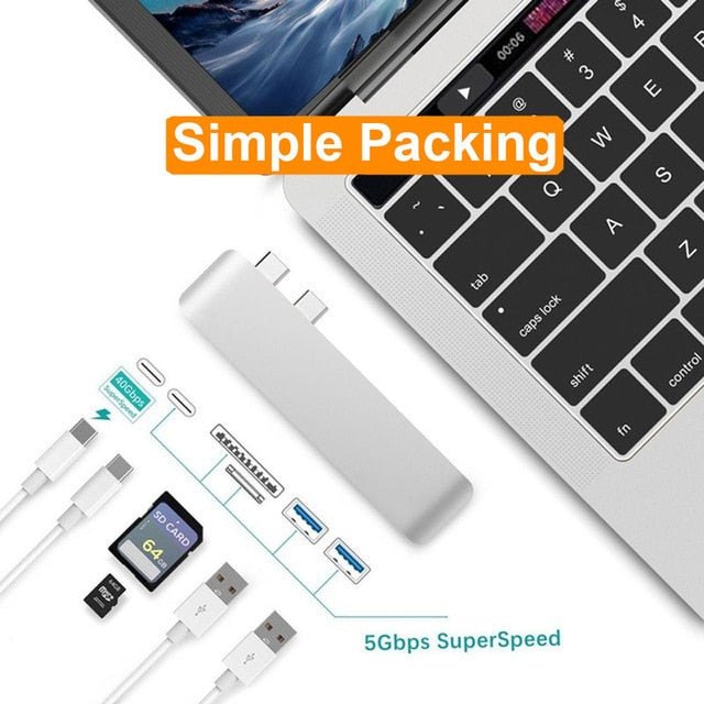 Macbook Adapter USB Hub with Card Reader Extension - Smart Ware Co