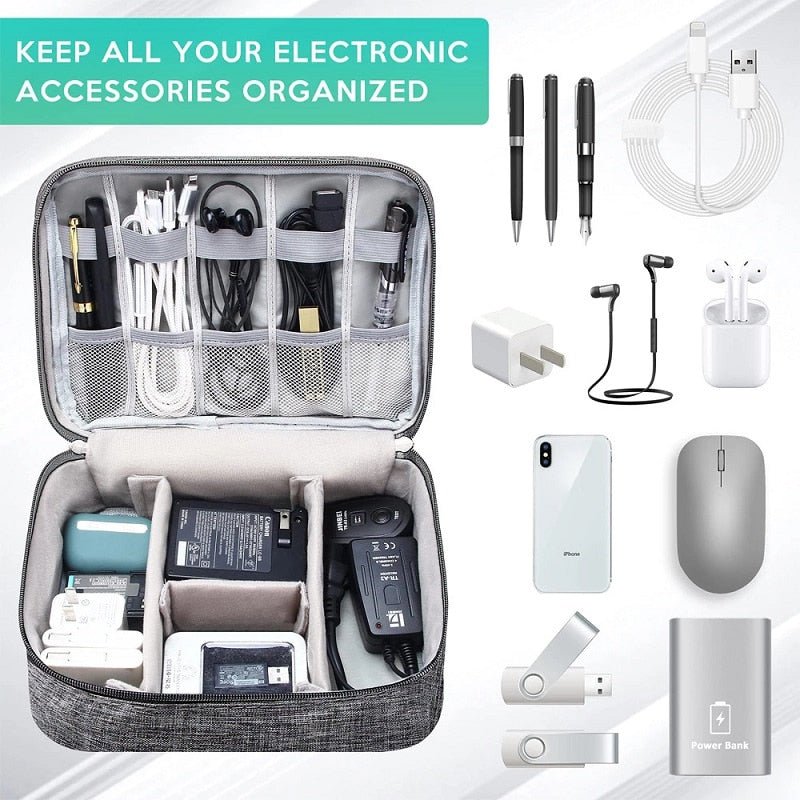 Portable Waterproof Electronic Organizer Storage Bag large electronic storage box outdoor storage box electronics accessories travel bag second layer storage box keter storage box - Smart Ware Co